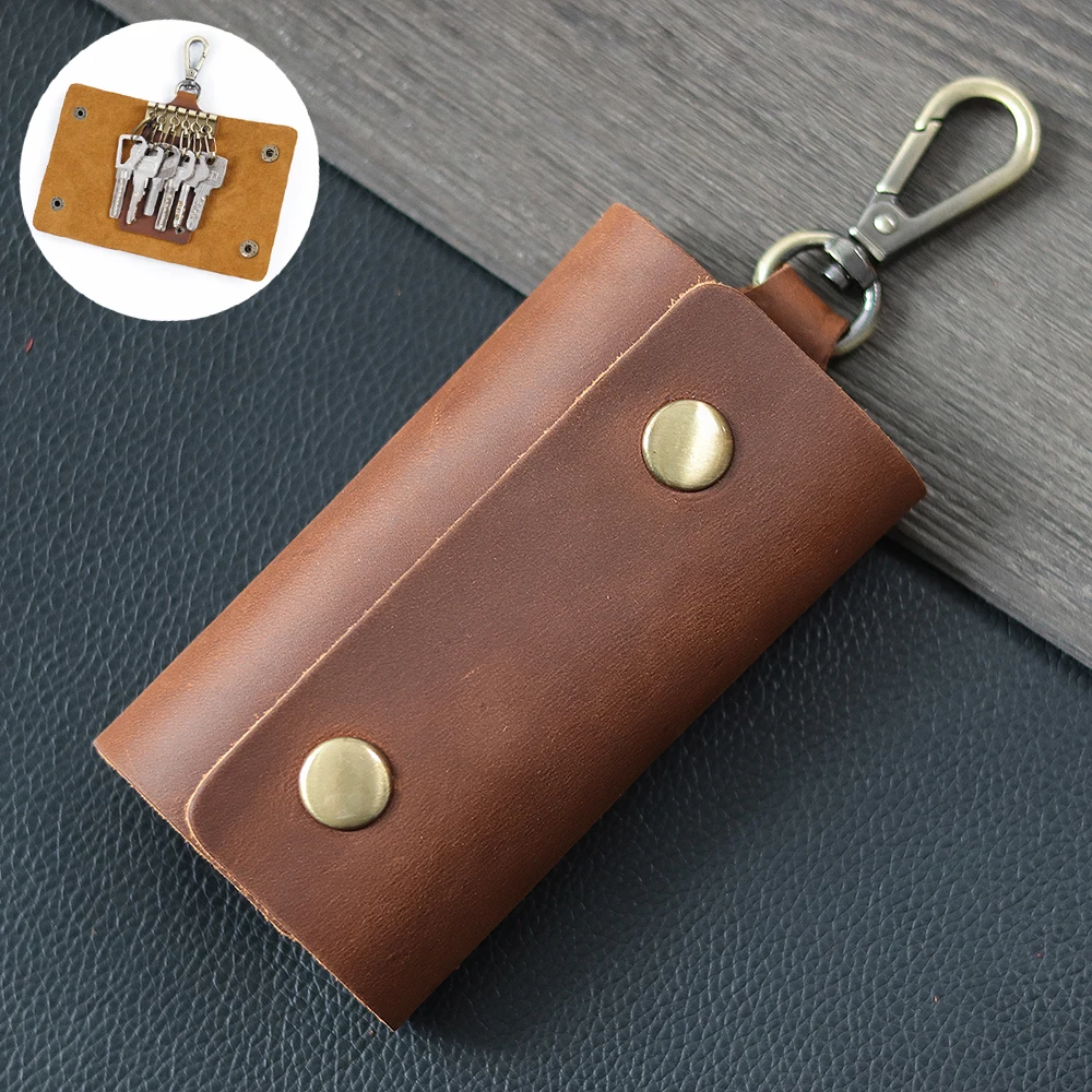 Aiguo Niu Vintage Leather Key Holder: Handmade Cowhide Multi-Functional Men's Belt Clip with Buckle for Car & Home Use - Image 26