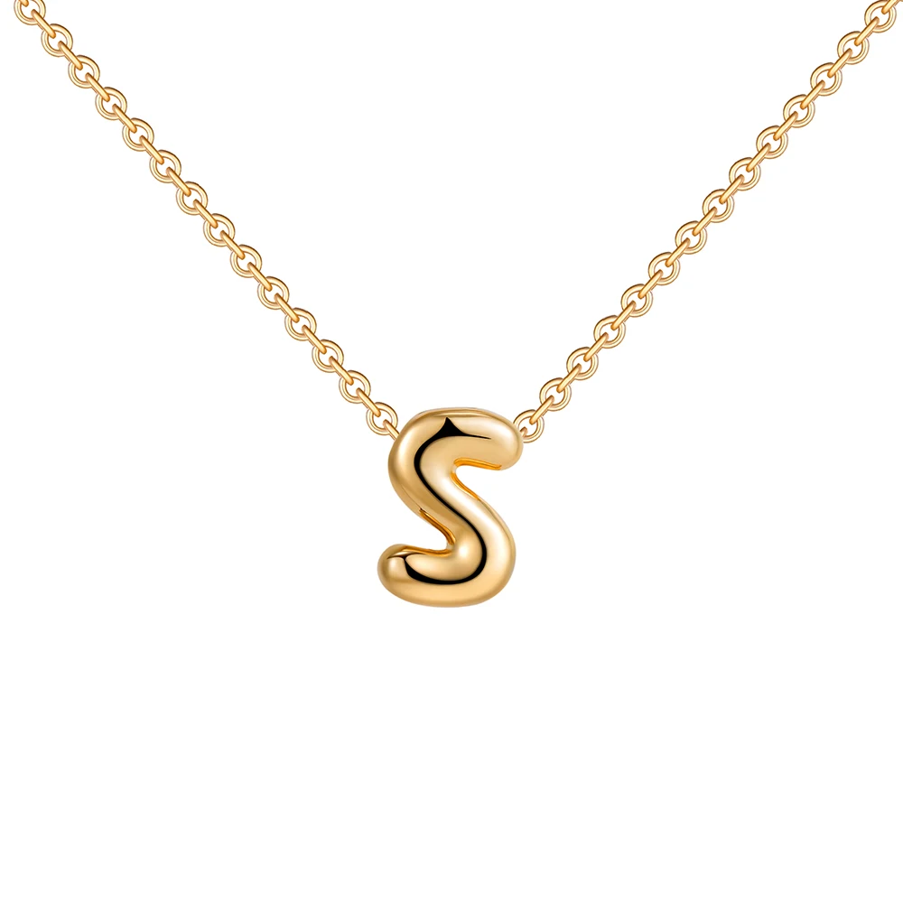Dainty Mini Bubble Letter Necklace Gold Plated Balloon Initial Tiny Small Pendent Necklaces for Women Jewelry Teen Girls Gifts - Image 26