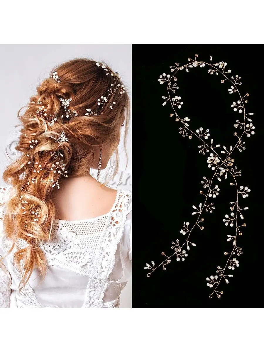 Bride Wedding Crystal Hair Accessories Pearl and Crystal Beads Bridal Headband Wedding Head Pieces Hair Jewelry - Image 6