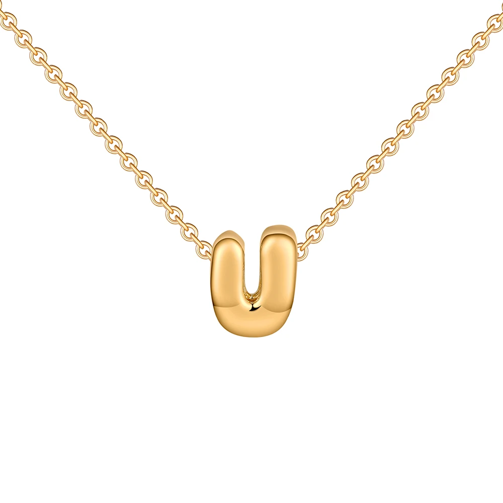 Dainty Mini Bubble Letter Necklace Gold Plated Balloon Initial Tiny Small Pendent Necklaces for Women Jewelry Teen Girls Gifts - Image 24