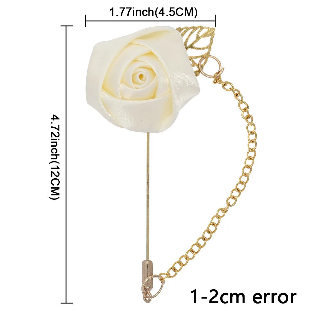 Burgundy Boutonnieres Wedding Accessories Groom Corsage Lapel Pins Ribbon Rose Flower Women Buttonhole Brooch Mariage Prom Decor - Image 16