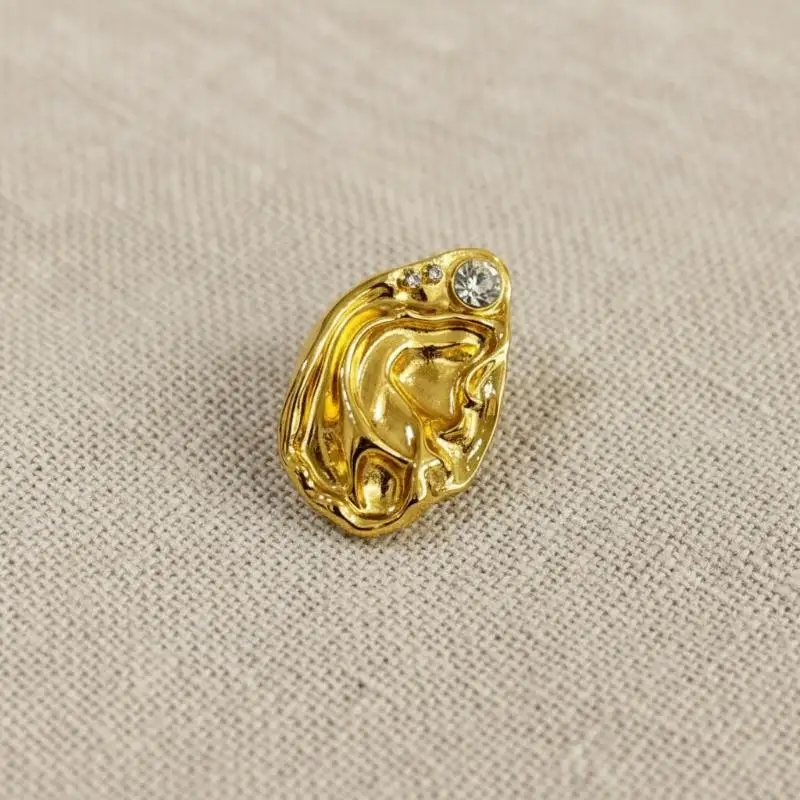 Ear Shaped Earrings Metal Ring Jewelry Irregular Statement Ring Unique Textured For Daily Wear Parties & Events - Image 10