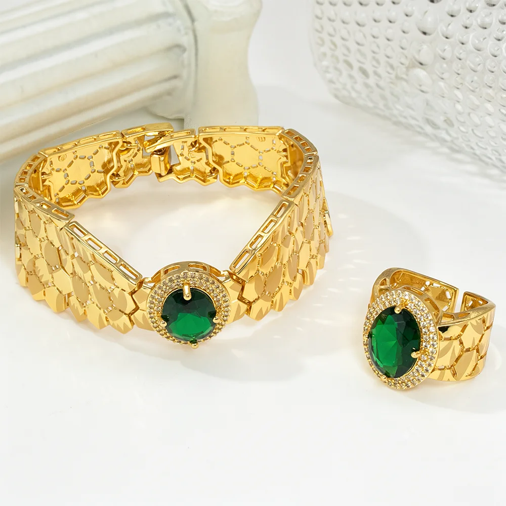 GZJPEI 2026 New Green Zircon Jewelry Set Luxury Wedding Jewelry Accessories For Women Mother's Day Gift Valentine's Day Gift - Image 5
