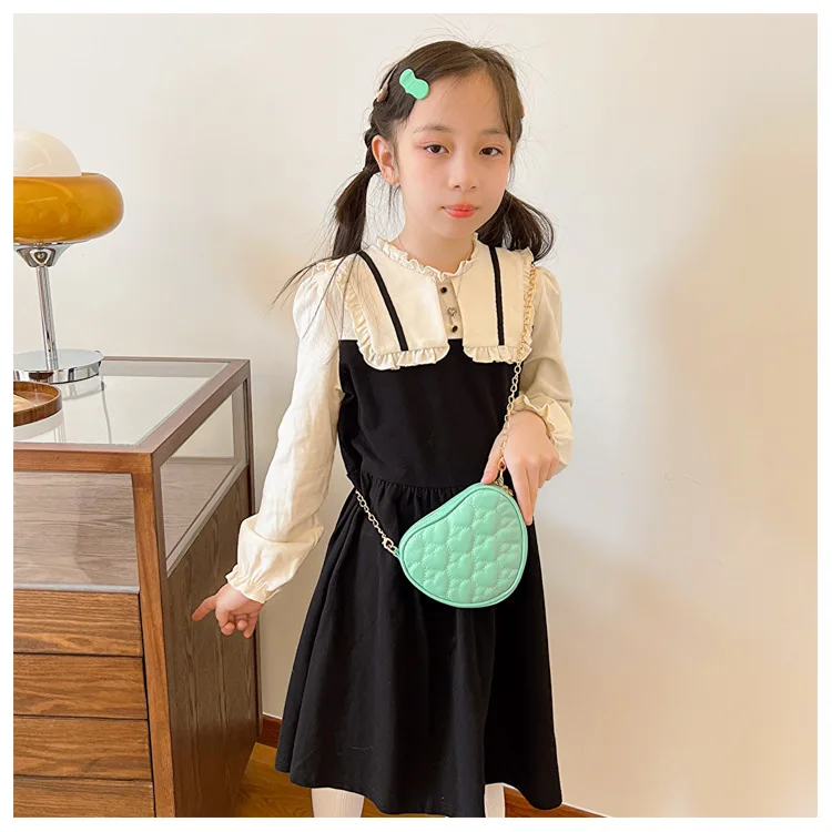 Cute Heart Shape Children's Crossbody Bag Love Rhombus Baby Girls Small Shoulder Bags PU Leather Princess Accessories Handbags - Image 22
