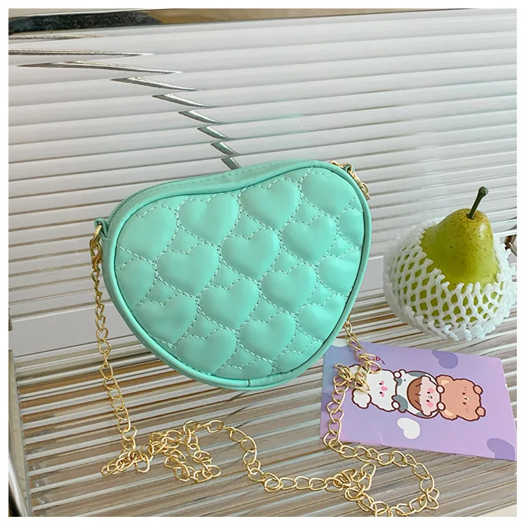 Cute Heart Shape Children's Crossbody Bag Love Rhombus Baby Girls Small Shoulder Bags PU Leather Princess Accessories Handbags - Image 10