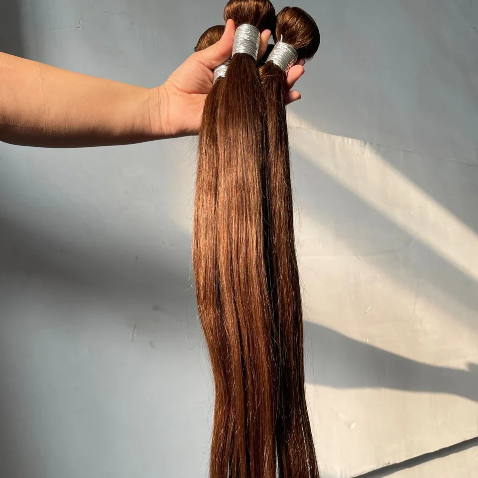 Chocolate Brown Straight Human Hair Bundles Color 4 Straight Virgin Human Hair 15A Unprocessed Chocolate Straight Hair Extension - Image 28