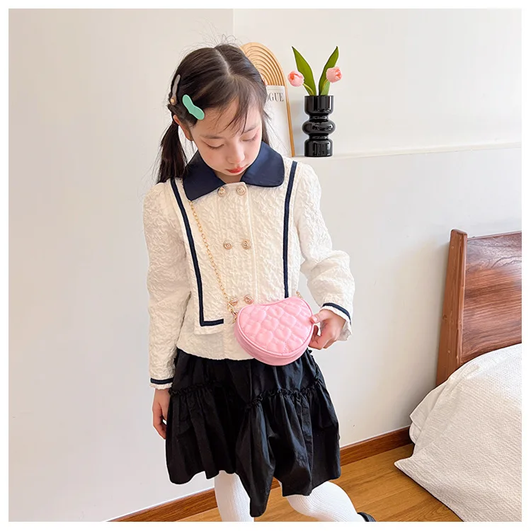 Cute Heart Shape Children's Crossbody Bag Love Rhombus Baby Girls Small Shoulder Bags PU Leather Princess Accessories Handbags - Image 32