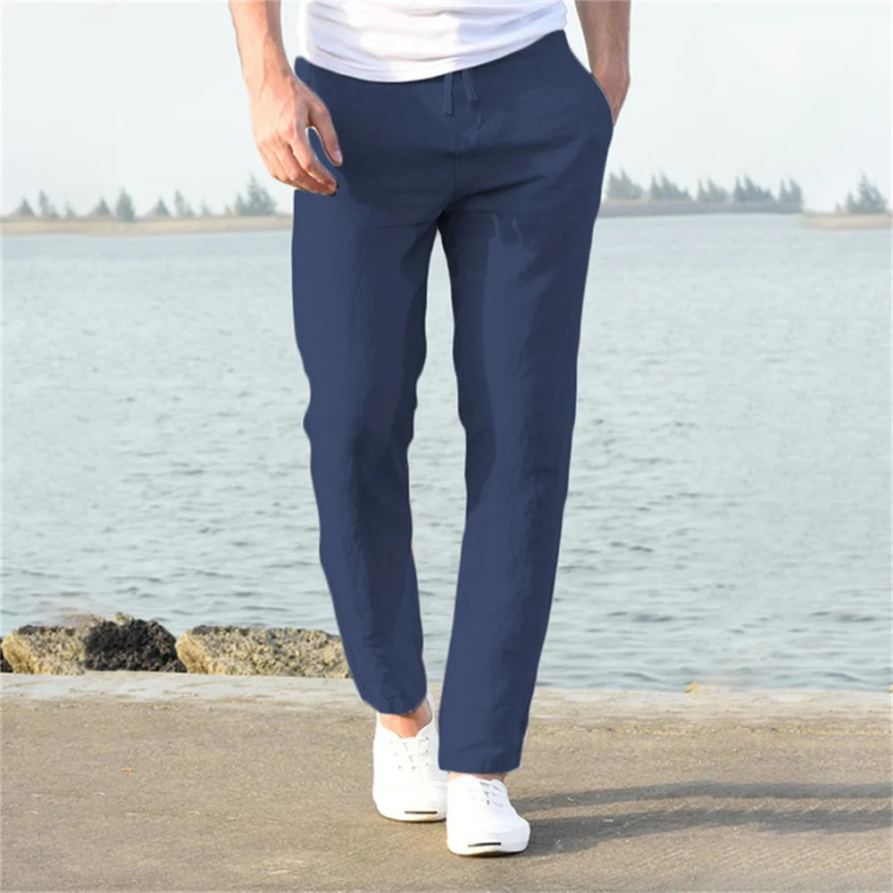 Men's Cotton Linen Pants Male Autumn New Breathable Solid Color Linen Trousers Fitness Streetwear S-3XL - Image 8