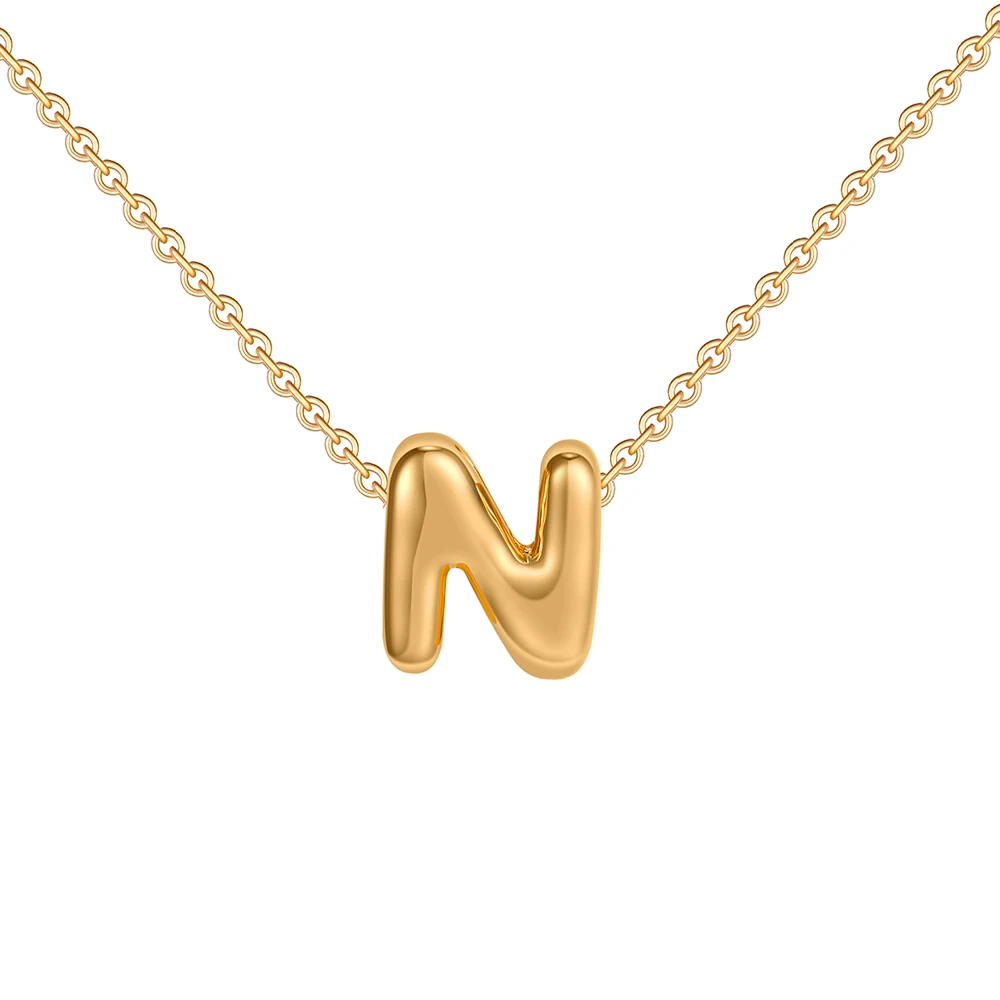 Dainty Mini Bubble Letter Necklace Gold Plated Balloon Initial Tiny Small Pendent Necklaces for Women Jewelry Teen Girls Gifts - Image 31