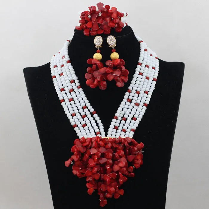 African Beads Jewelry Set Orange Coral And Crystal Nigerian Wedding Bridal Jewelry Sets ABK084 - Image 18