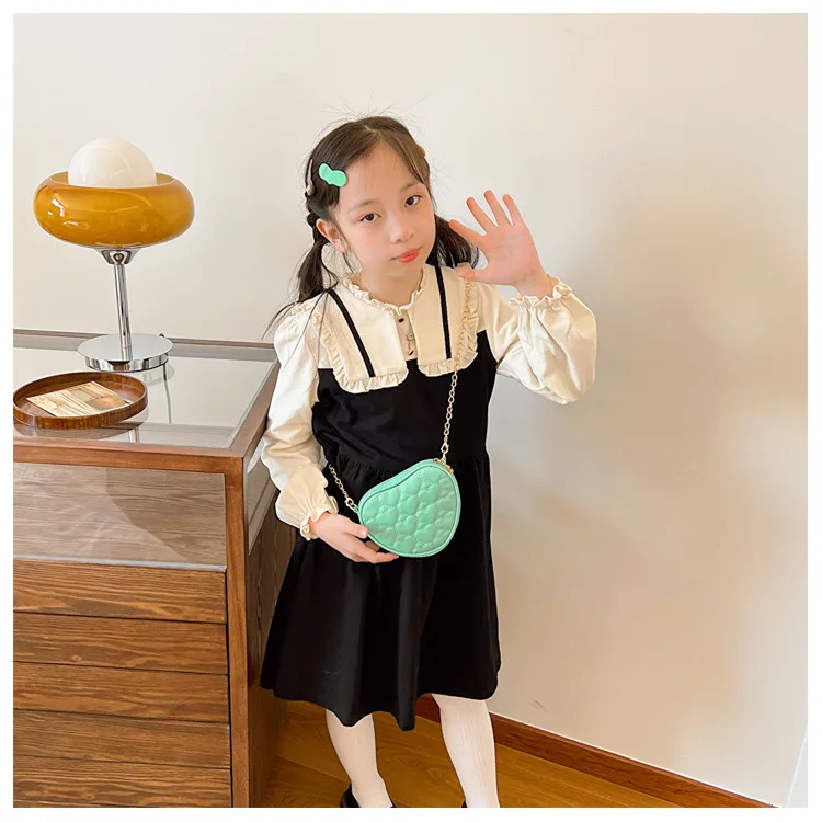 Cute Heart Shape Children's Crossbody Bag Love Rhombus Baby Girls Small Shoulder Bags PU Leather Princess Accessories Handbags - Image 12