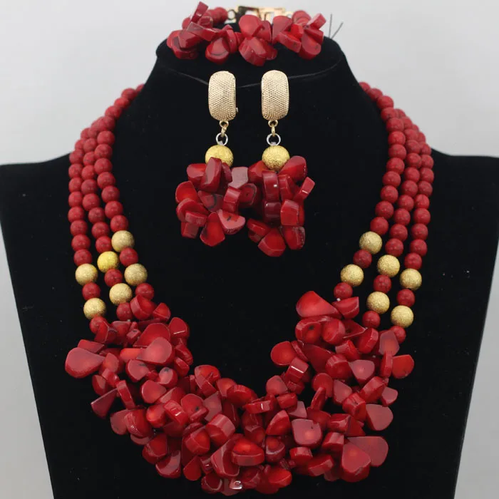 African Beads Jewelry Set Orange Coral And Crystal Nigerian Wedding Bridal Jewelry Sets ABK084 - Image 22