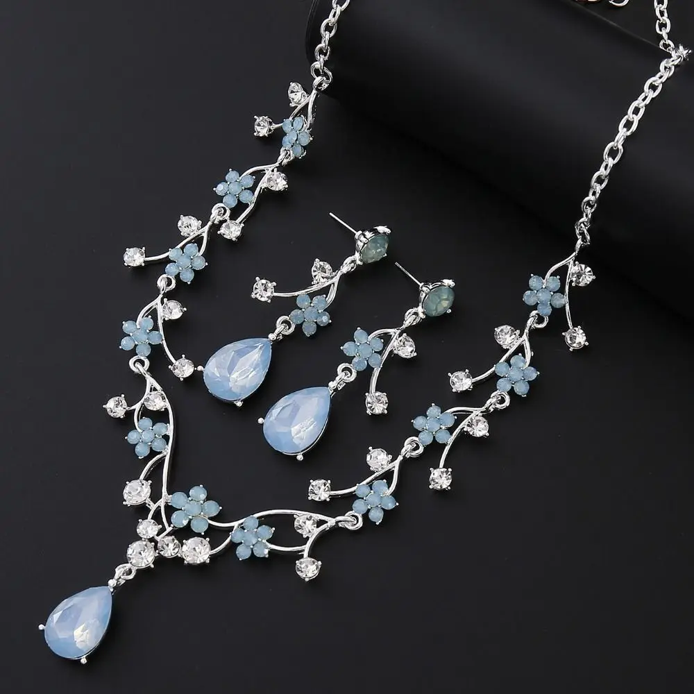 Rhinestone Water Drop Bridal Jewelry Sets Shiny Adjustable Exquisite Jewelry Sets Aesthetic Handmade Choker Necklace Earring Set - Image 2