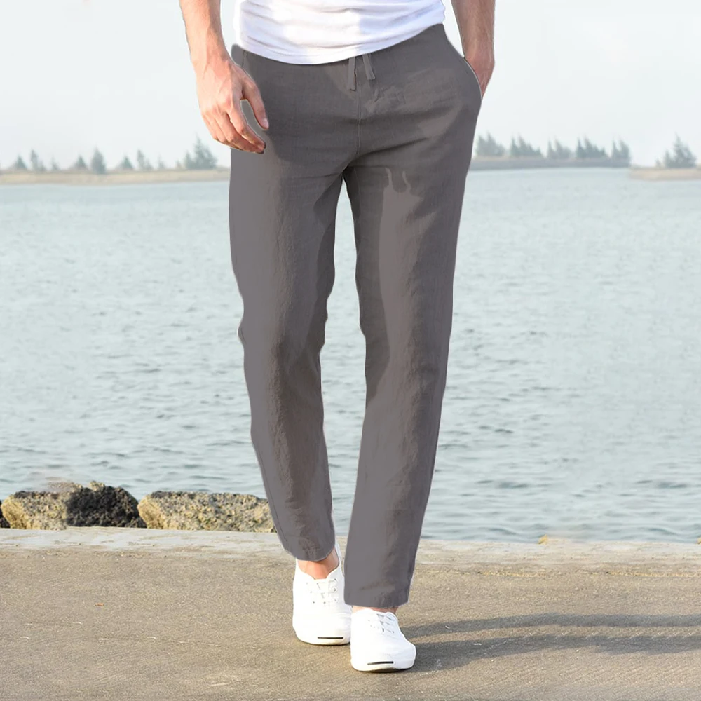Men's Cotton Linen Pants Male Autumn New Breathable Solid Color Linen Trousers Fitness Streetwear S-3XL - Image 27