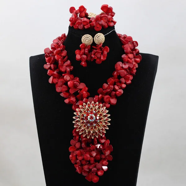 African Beads Jewelry Set Orange Coral And Crystal Nigerian Wedding Bridal Jewelry Sets ABK084 - Image 54
