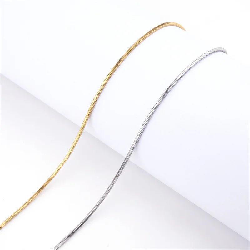 1.2mm Gold Color Stainless Steel Necklace For Men Hip Hop Titanium Steel Square Snake Chain Necklace Jewelry Accessories - Image 6