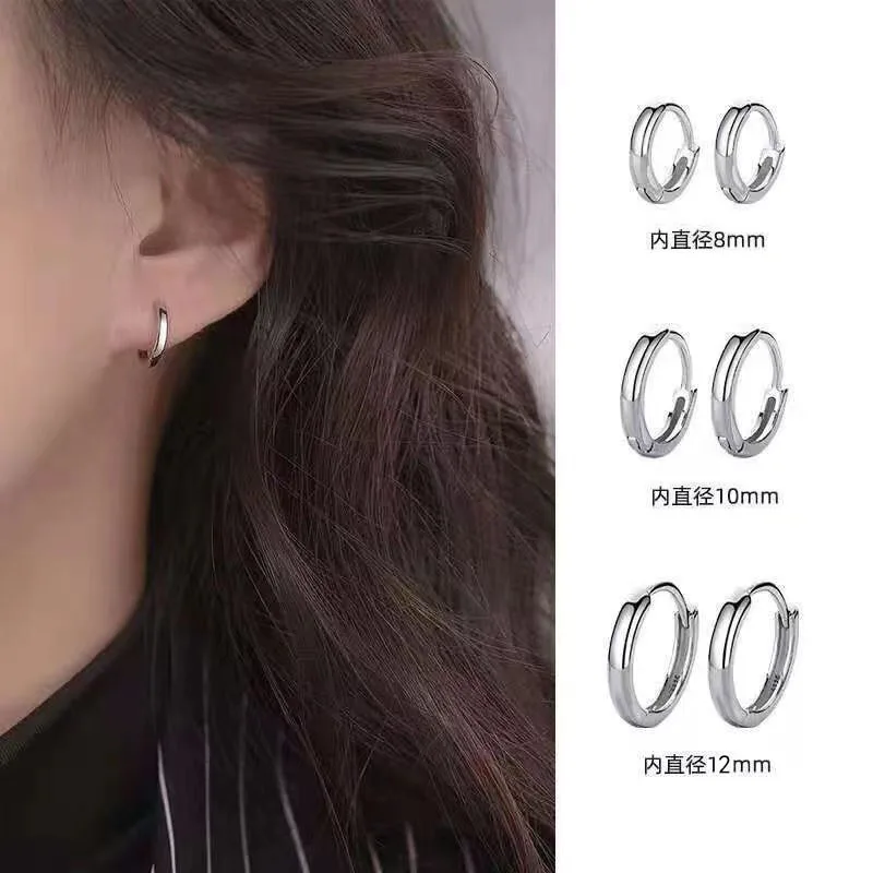 Exquisite 925 Sterling Silver Small Earrings, Plain Silver, Comfortable Earrings, Smooth Earrings, Suitable for Girls, Women - Image 5