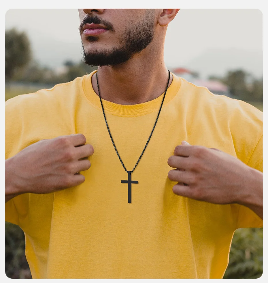 Vnox Unisex Box Chain Cross Necklaces, Men Women Stainless Steel Chain with Alloy Cross Pendant, Religious Faith Cross Necklace - Image 14