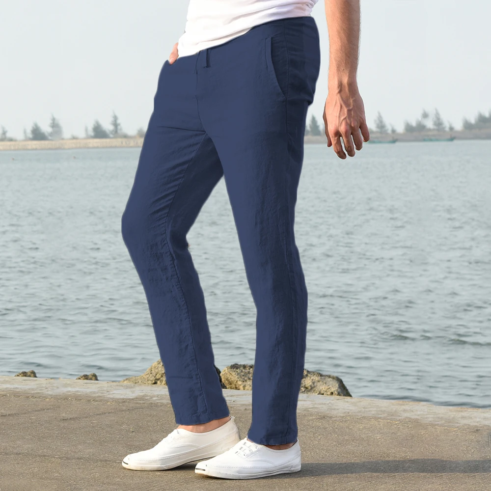 Men's Cotton Linen Pants Male Autumn New Breathable Solid Color Linen Trousers Fitness Streetwear S-3XL - Image 19