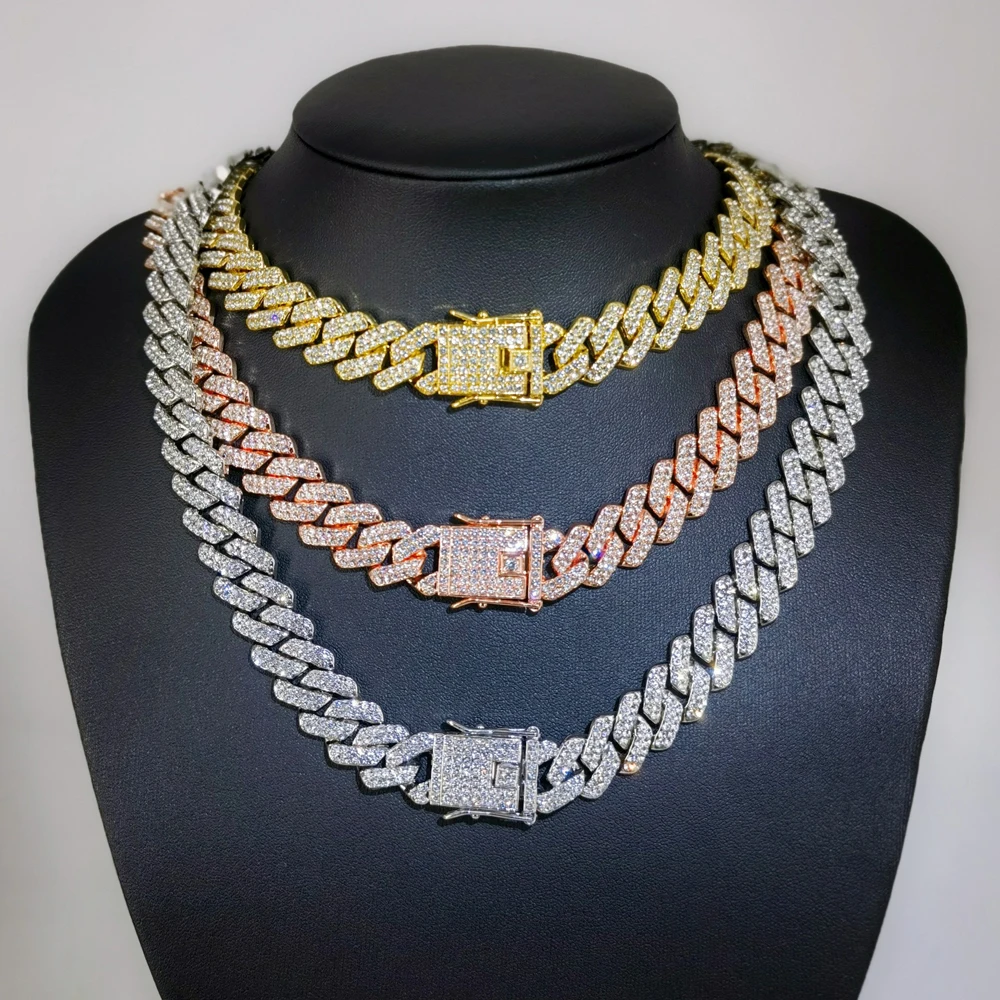 Fashion Men Cuban Link Iced Out Necklace 14MM width Rhinestones Chain Rapper CZ Cuban Chain Necklace Hip Hop Birthday Jewelry - Image 7