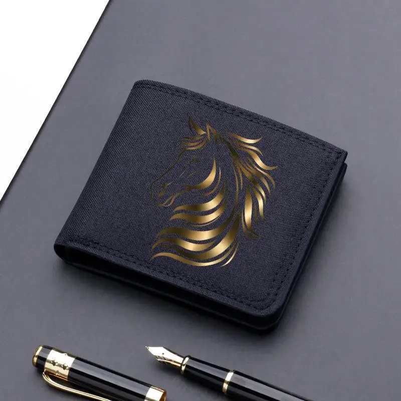 Horse Dragon Pattern Canvas Boy Girl Kids Wallet Black Card Holder Male Money Bag Bank Holder Short Purse Credit Card Case Bag - Image 18