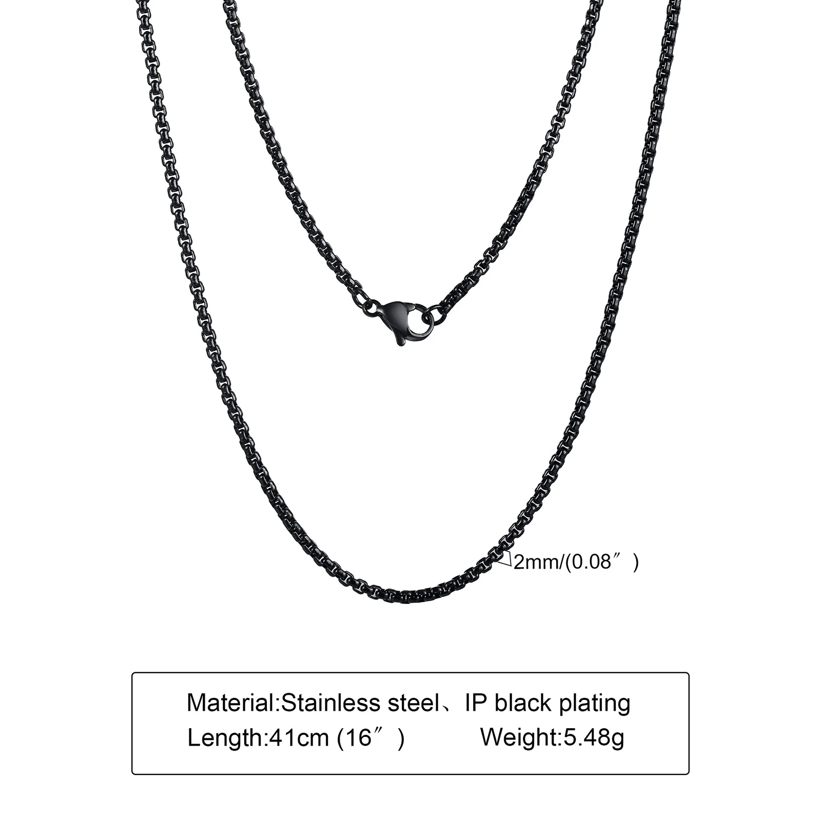 Round Box Chain for Men Boys,Gold Silver Black Plated Stainless Steel Chain Collars,Unisex Jewelry Gifts,18 to 30 Inch - Image 8