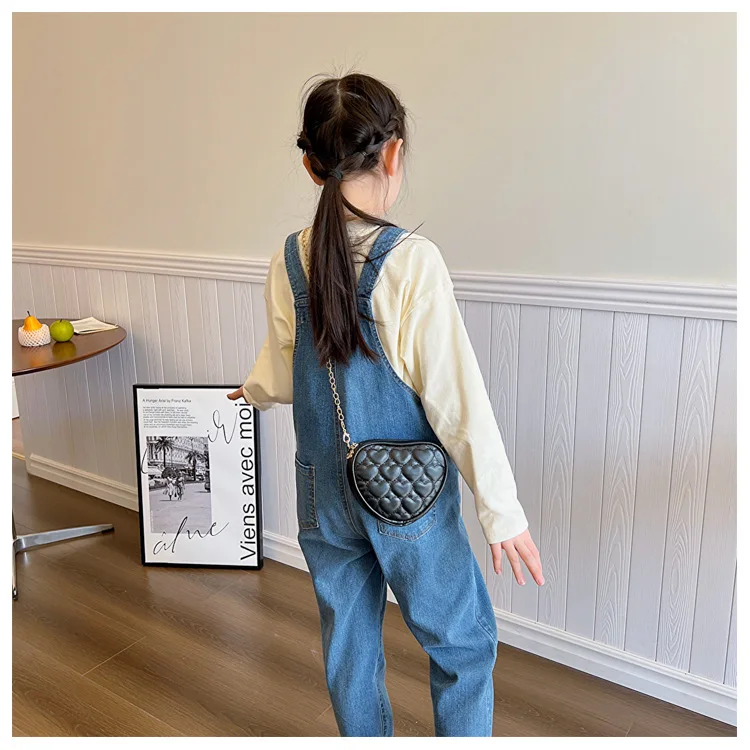 Cute Heart Shape Children's Crossbody Bag Love Rhombus Baby Girls Small Shoulder Bags PU Leather Princess Accessories Handbags - Image 18