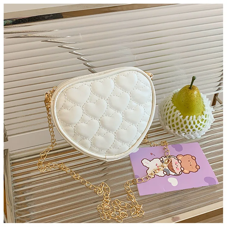 Cute Heart Shape Children's Crossbody Bag Love Rhombus Baby Girls Small Shoulder Bags PU Leather Princess Accessories Handbags - Image 8