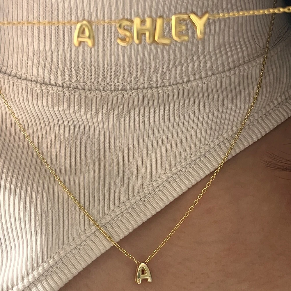 Dainty Mini Bubble Letter Necklace Gold Plated Balloon Initial Tiny Small Pendent Necklaces for Women Jewelry Teen Girls Gifts - Image 5