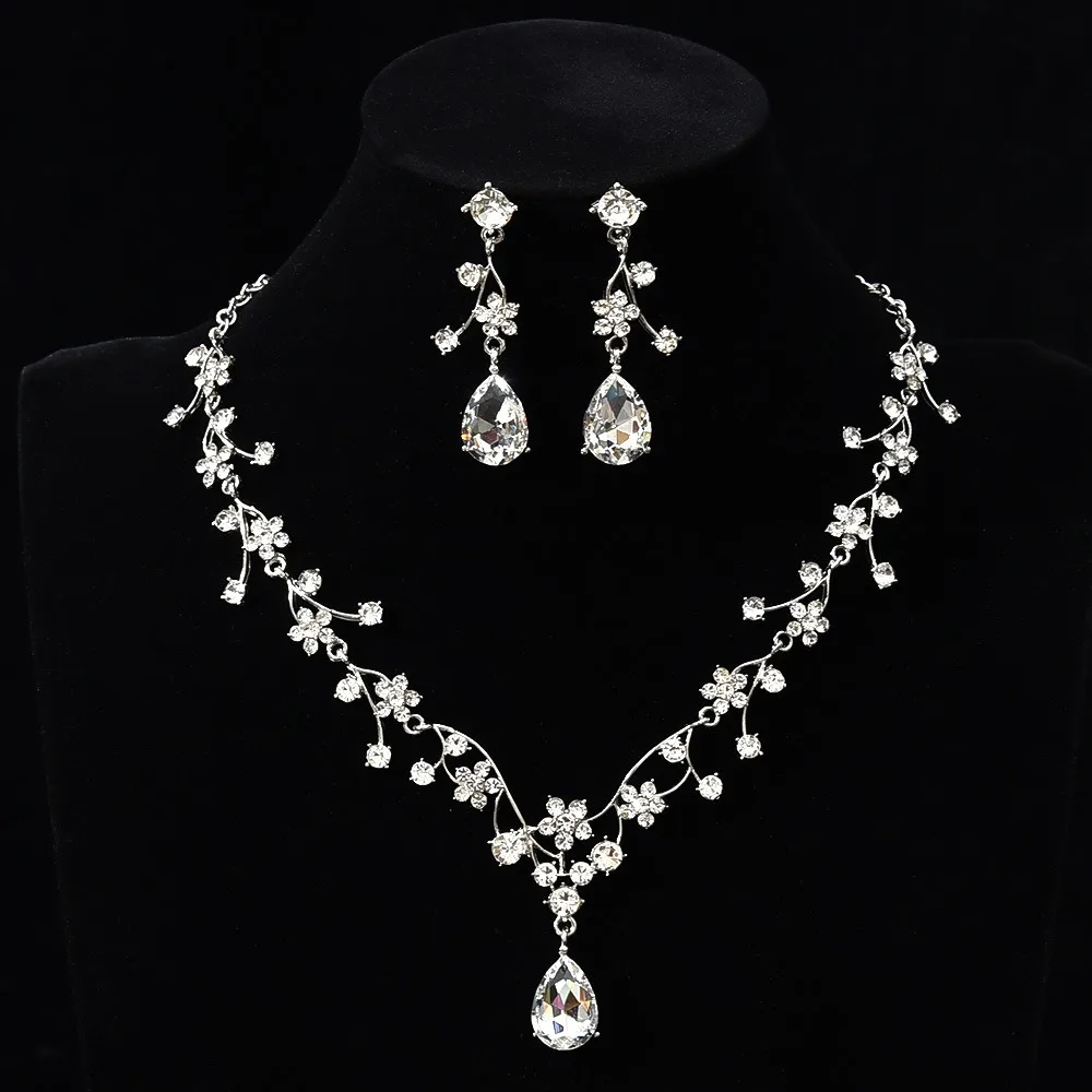 Rhinestone Water Drop Bridal Jewelry Sets Shiny Adjustable Exquisite Jewelry Sets Aesthetic Handmade Choker Necklace Earring Set - Image 14