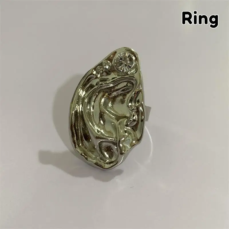 Ear Shaped Earrings Metal Ring Jewelry Irregular Statement Ring Unique Textured For Daily Wear Parties & Events - Image 5