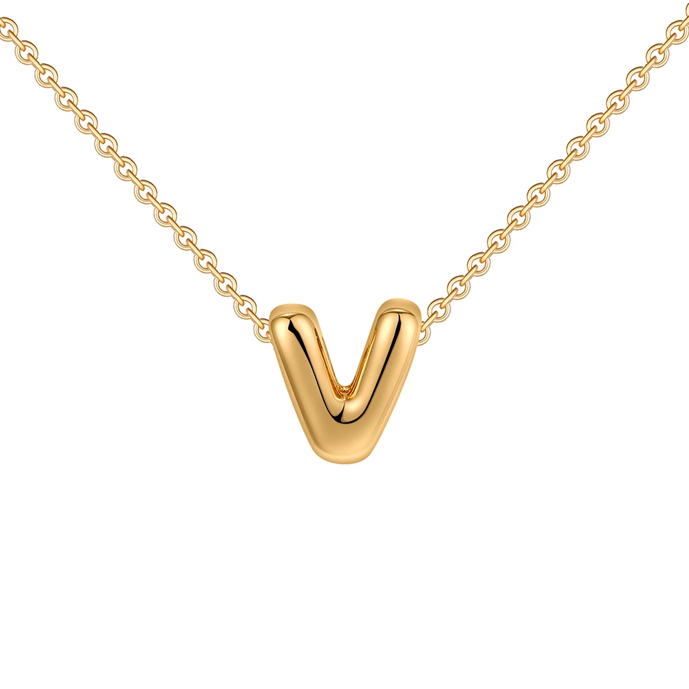 Dainty Mini Bubble Letter Necklace Gold Plated Balloon Initial Tiny Small Pendent Necklaces for Women Jewelry Teen Girls Gifts - Image 23