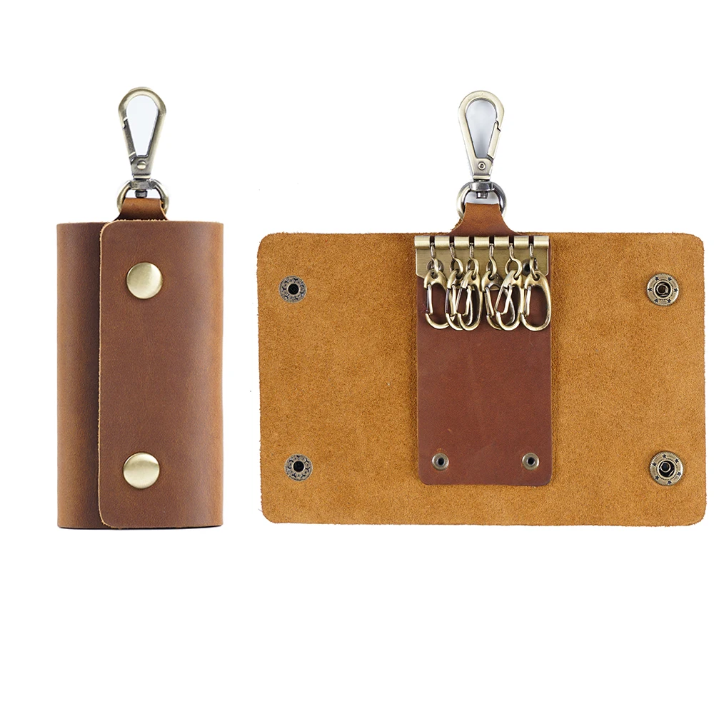 Aiguo Niu Vintage Leather Key Holder: Handmade Cowhide Multi-Functional Men's Belt Clip with Buckle for Car & Home Use - Image 6
