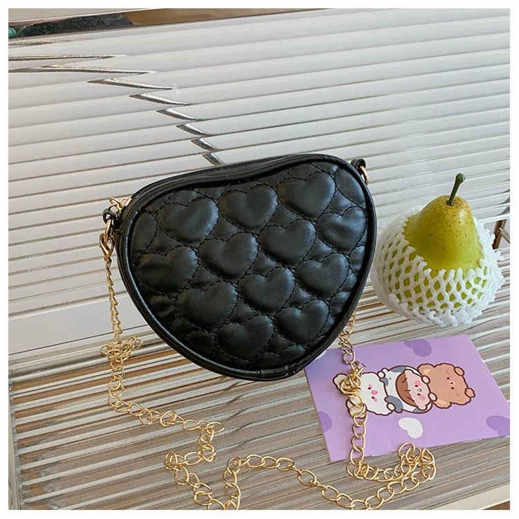 Cute Heart Shape Children's Crossbody Bag Love Rhombus Baby Girls Small Shoulder Bags PU Leather Princess Accessories Handbags - Image 9