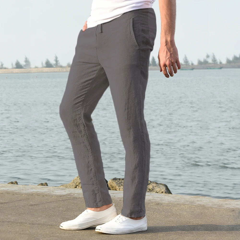 Men's Cotton Linen Pants Male Autumn New Breathable Solid Color Linen Trousers Fitness Streetwear S-3XL - Image 28