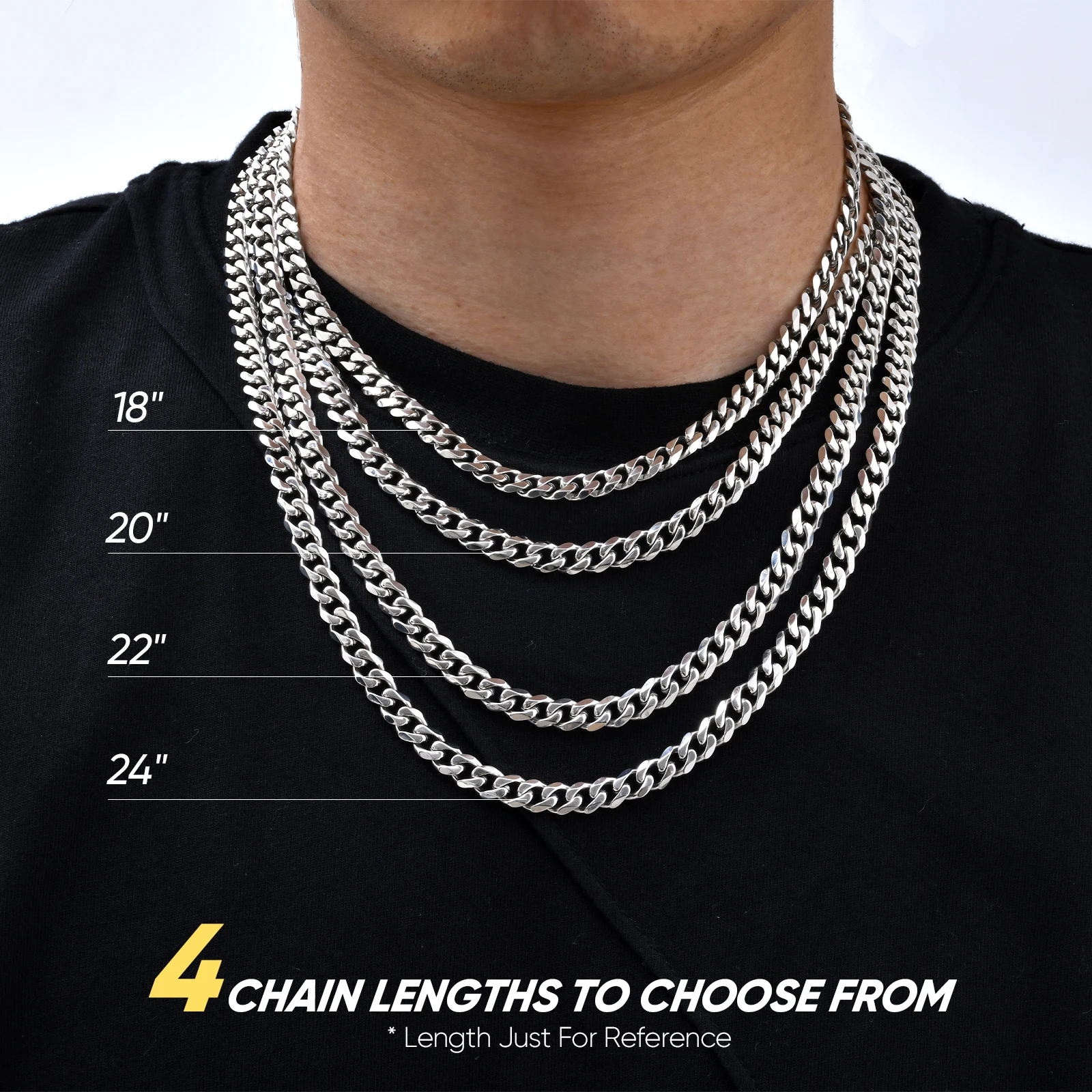 Round Box Chain for Men Boys,Gold Silver Black Plated Stainless Steel Chain Collars,Unisex Jewelry Gifts,18 to 30 Inch - Image 6