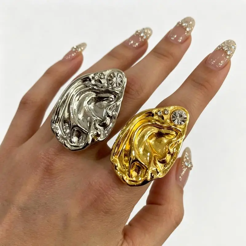 Ear Shaped Earrings Metal Ring Jewelry Irregular Statement Ring Unique Textured For Daily Wear Parties & Events - Image 13