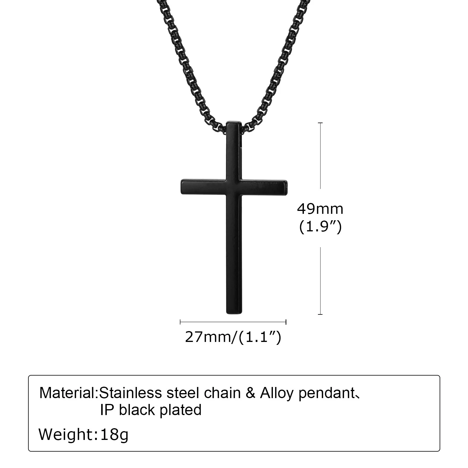Vnox Unisex Box Chain Cross Necklaces, Men Women Stainless Steel Chain with Alloy Cross Pendant, Religious Faith Cross Necklace - Image 7
