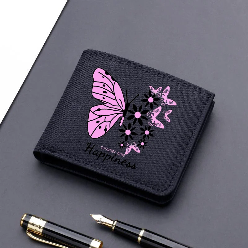 Horse Dragon Pattern Canvas Boy Girl Kids Wallet Black Card Holder Male Money Bag Bank Holder Short Purse Credit Card Case Bag - Image 31