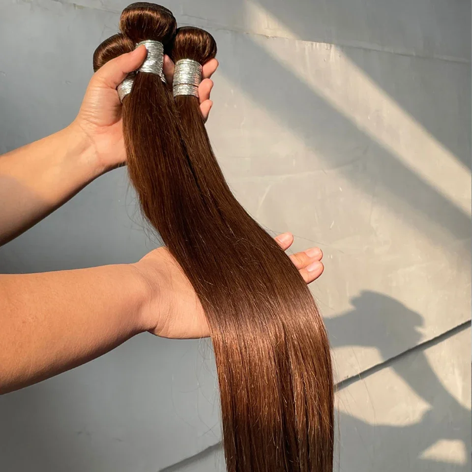 Chocolate Brown Straight Human Hair Bundles Color 4 Straight Virgin Human Hair 15A Unprocessed Chocolate Straight Hair Extension - Image 29
