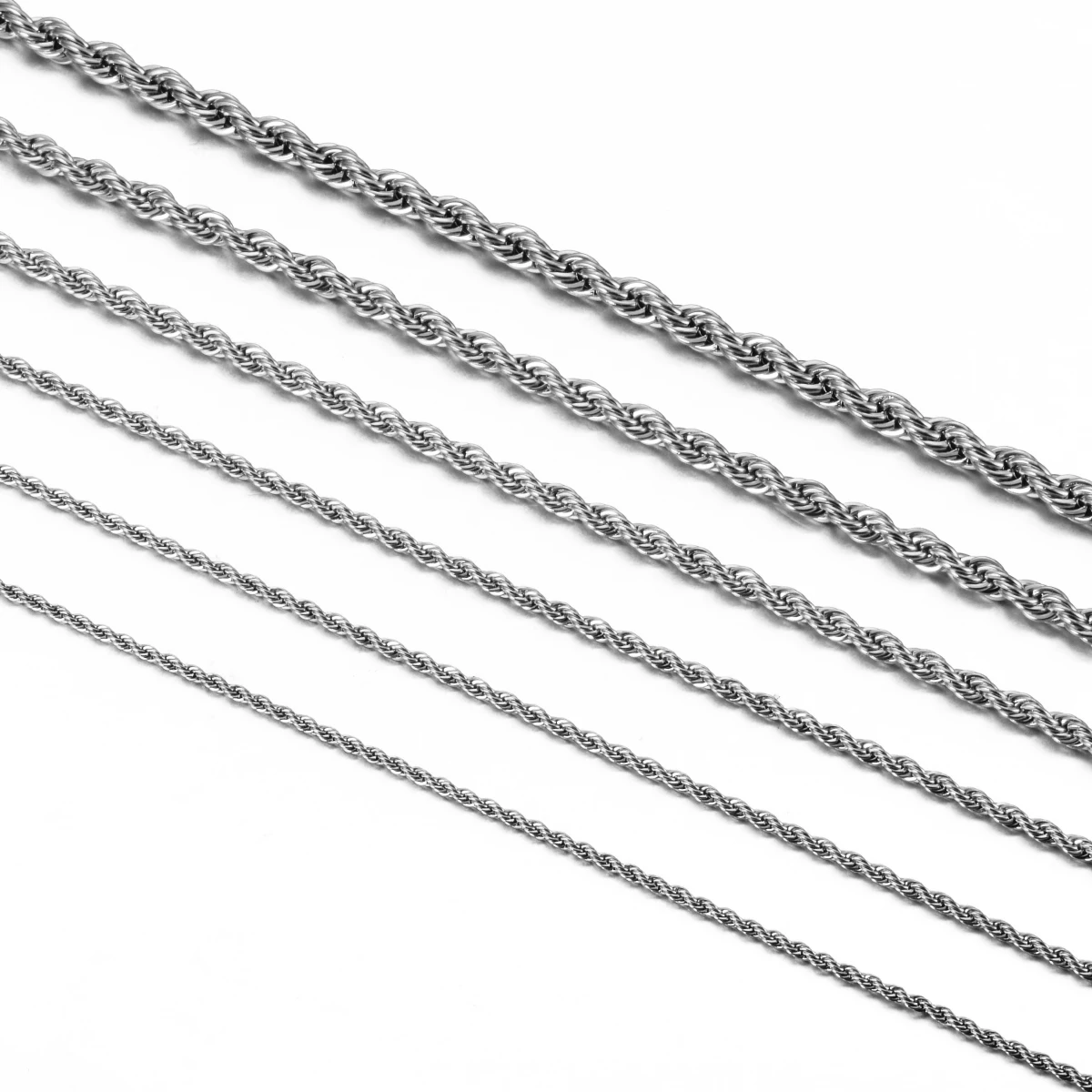 1 piece Steel Color Width 2mm/2.5mm/3mm/4mm/5mm/6mm Rope Chain Necklace/Bracelet For Men Women Stainless Steel Chain Necklace - Image 6
