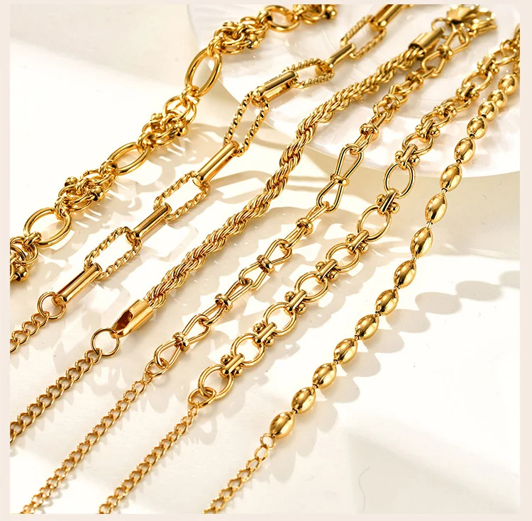 Chunky Stainless Steel Link Chain Bracelet For Woman, Gold Plated Layering Bracelets Wristband Waterproof Jewelry - Image 26