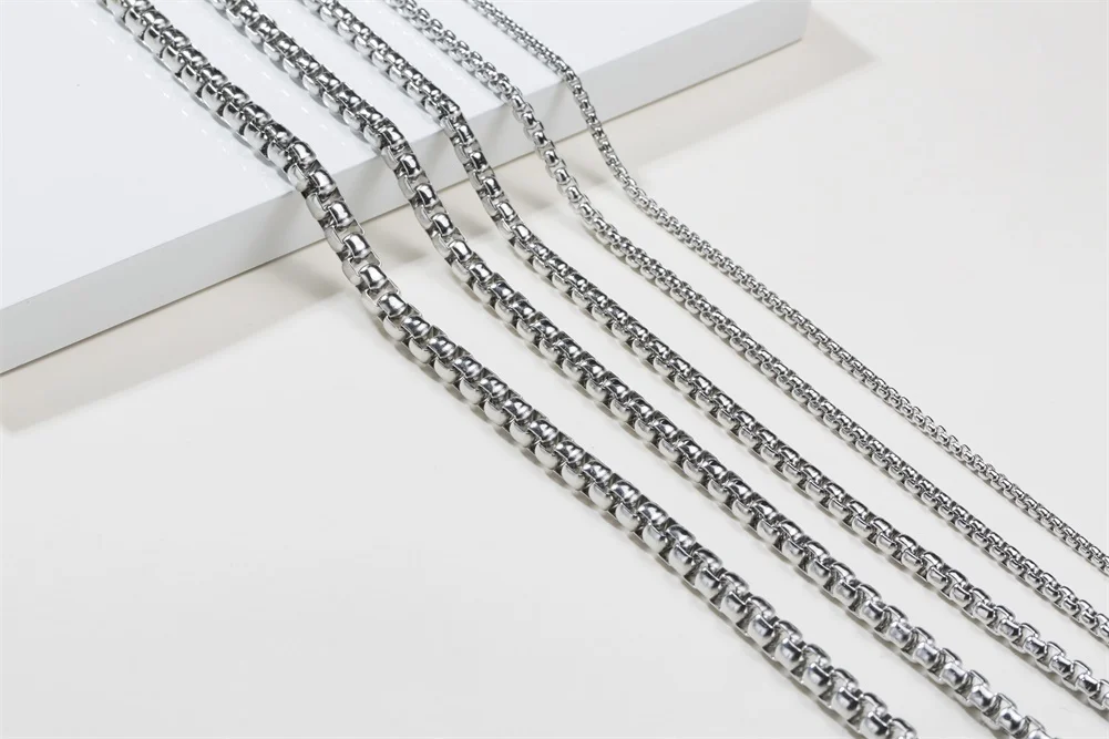 Round Box Chain for Men Boys,Gold Silver Black Plated Stainless Steel Chain Collars,Unisex Jewelry Gifts,18 to 30 Inch - Image 14