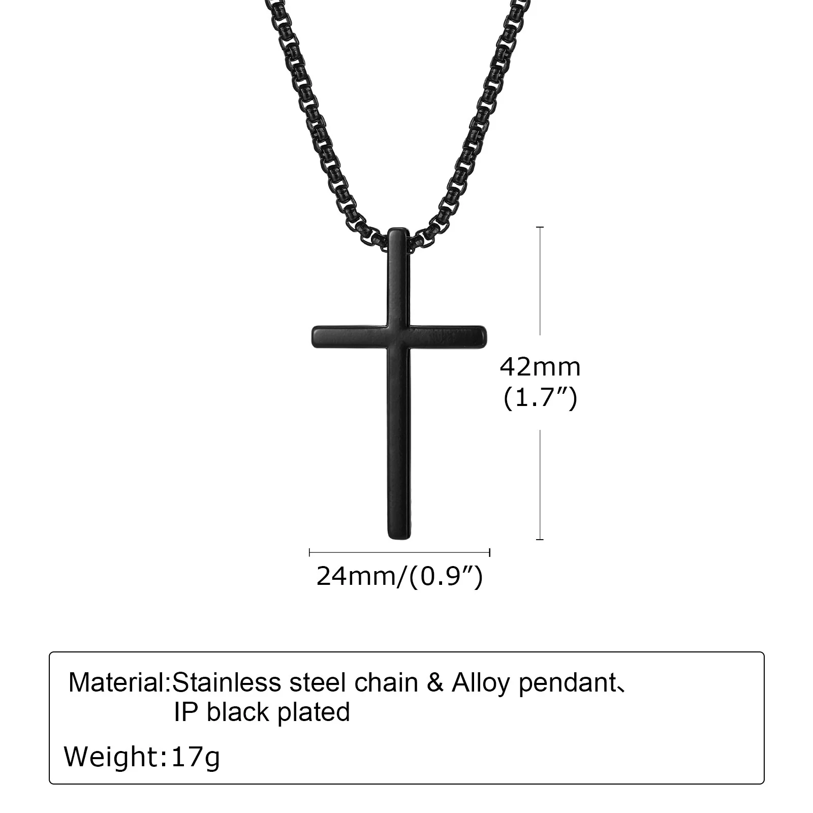 Vnox Unisex Box Chain Cross Necklaces, Men Women Stainless Steel Chain with Alloy Cross Pendant, Religious Faith Cross Necklace - Image 8