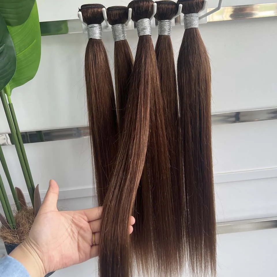 Chocolate Brown Straight Human Hair Bundles Color 4 Straight Virgin Human Hair 15A Unprocessed Chocolate Straight Hair Extension - Image 9