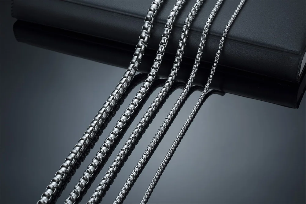 Round Box Chain for Men Boys,Gold Silver Black Plated Stainless Steel Chain Collars,Unisex Jewelry Gifts,18 to 30 Inch - Image 15