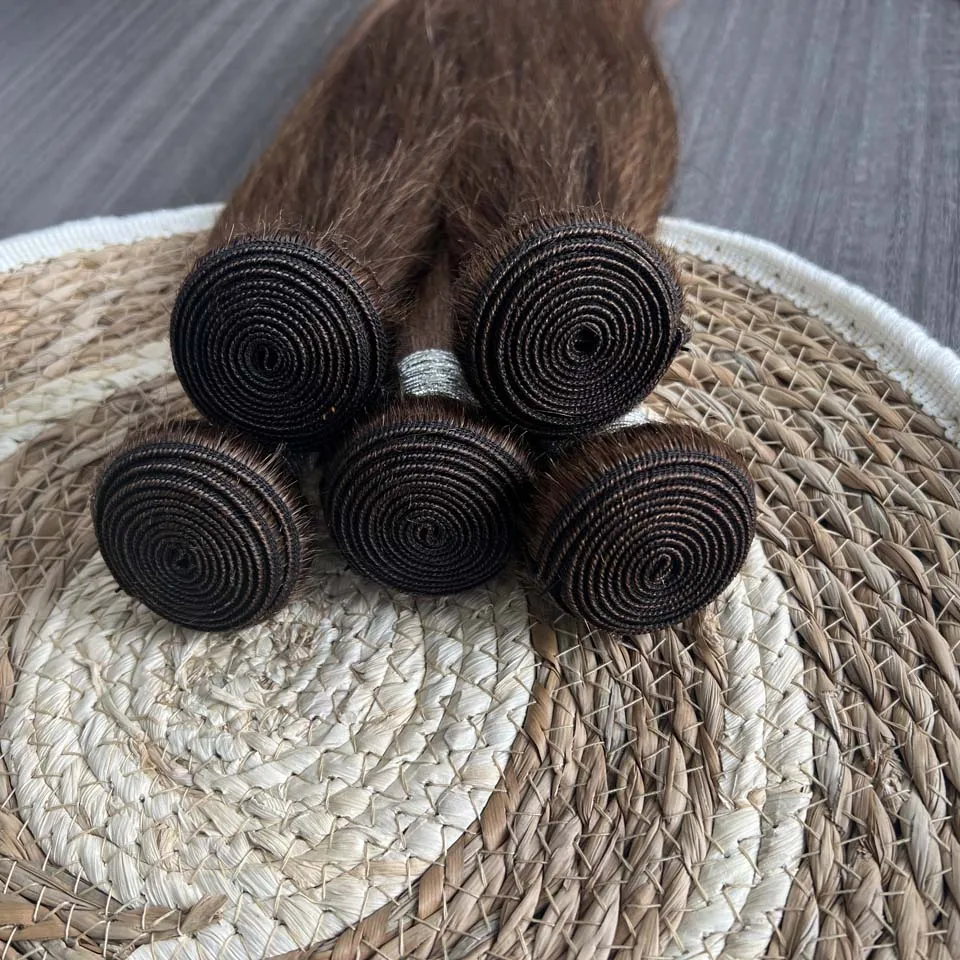 Chocolate Brown Straight Human Hair Bundles Color 4 Straight Virgin Human Hair 15A Unprocessed Chocolate Straight Hair Extension - Image 4