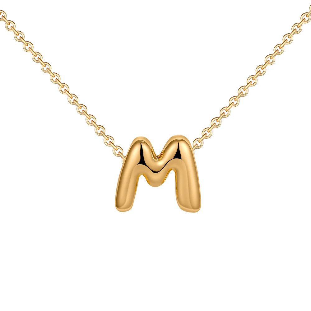 Dainty Mini Bubble Letter Necklace Gold Plated Balloon Initial Tiny Small Pendent Necklaces for Women Jewelry Teen Girls Gifts - Image 32