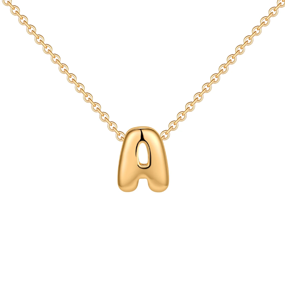 Dainty Mini Bubble Letter Necklace Gold Plated Balloon Initial Tiny Small Pendent Necklaces for Women Jewelry Teen Girls Gifts - Image 18