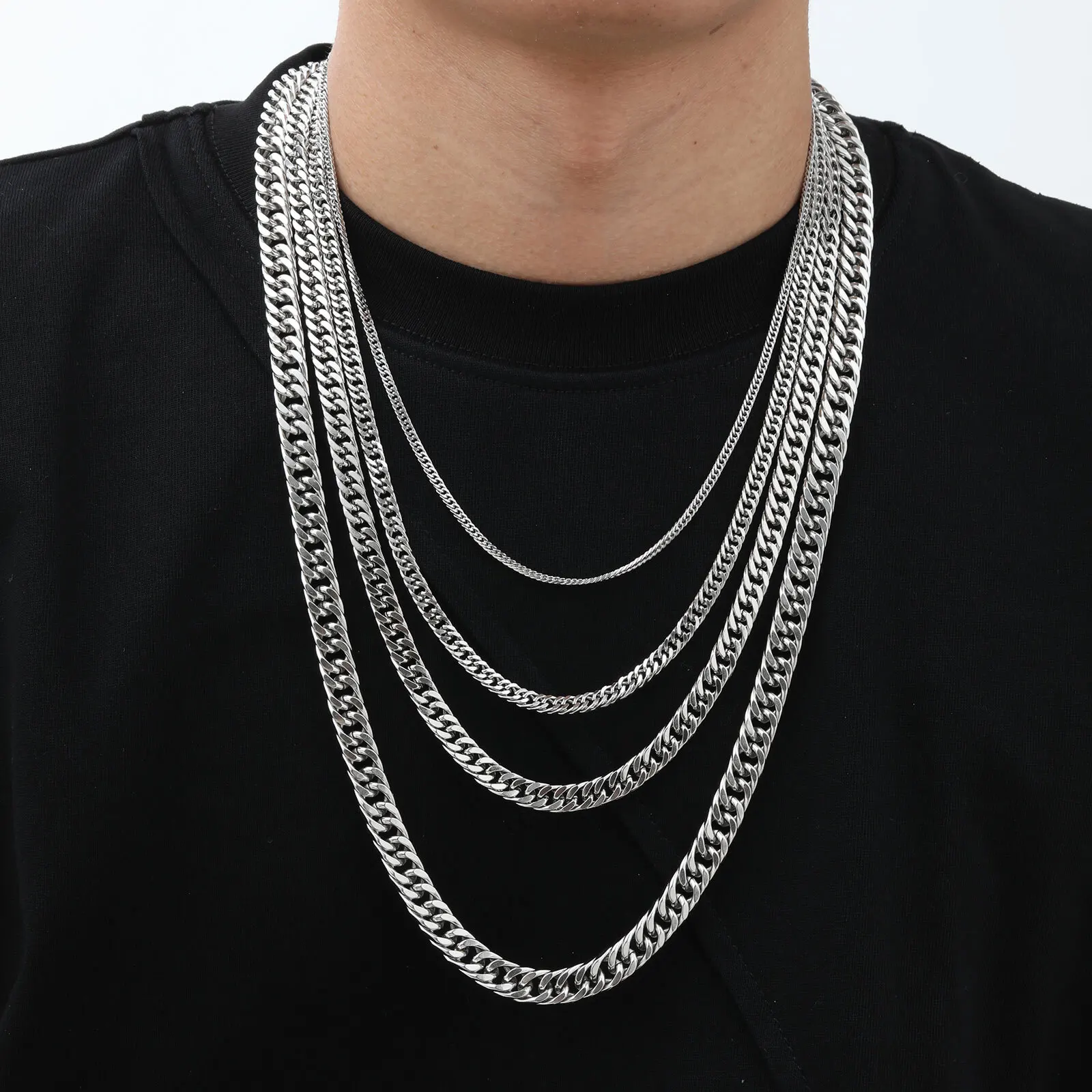 Vnox 3/5/7/9mm Thick Cuban Chain Necklaces for Men Women,Simple Miami Curb Links Collar,Waterproof Stainless Steel Unisex Chain - Image 5